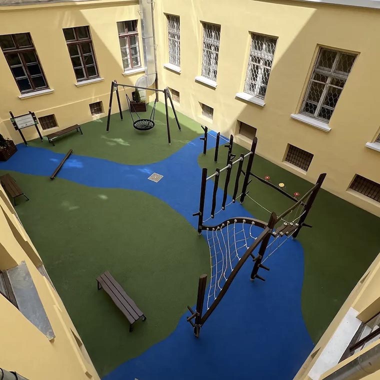 In Lviv, a school yard was transformed into a children's playground